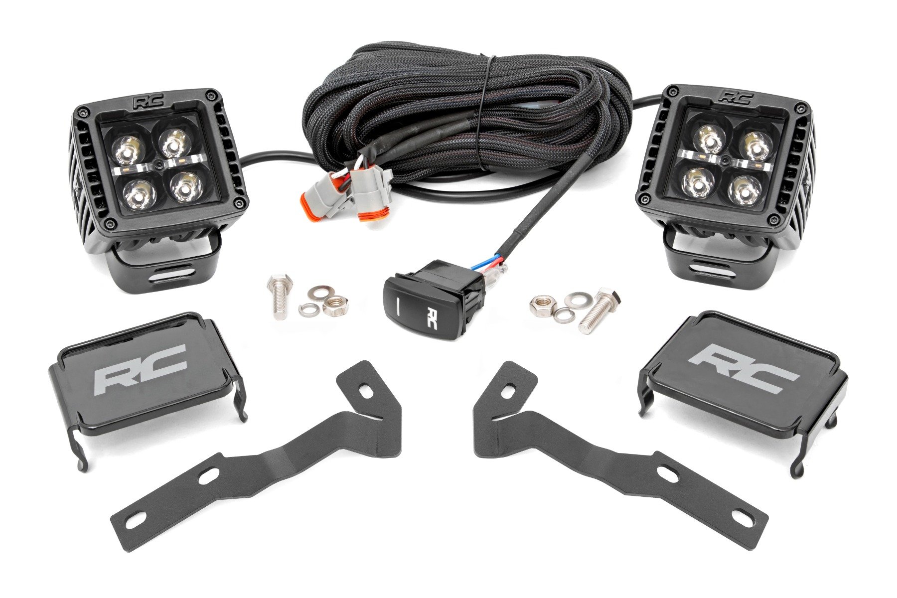 LED Light Kit | Ditch Mount | 2″ Black Pair | Amber DRL | Toyota Tacoma (05-15)