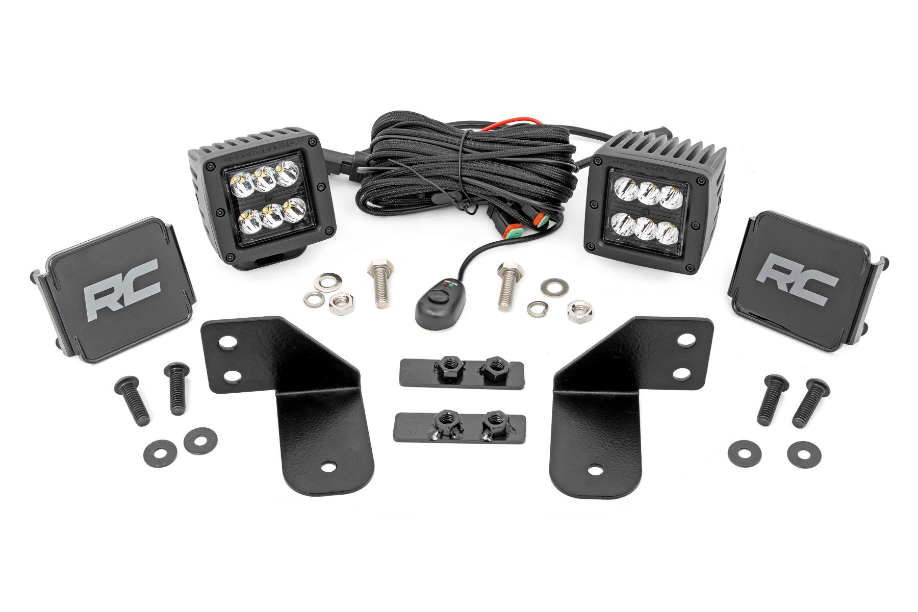 LED Light | RR Cage Mount | 2″ Black Spot Pair | Polaris Ranger 1000/Ranger XP 900/1000