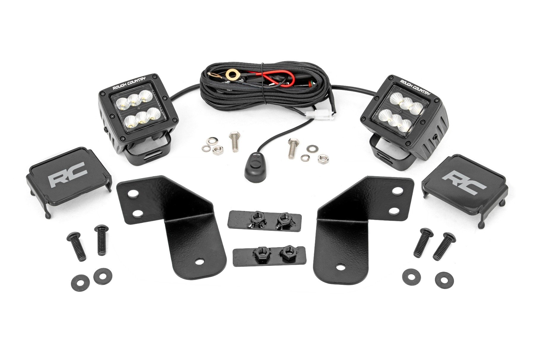 LED Light | RR Cage Mount | 2″ Black Flood Pair | Polaris Ranger 1000/Ranger XP 900/1000