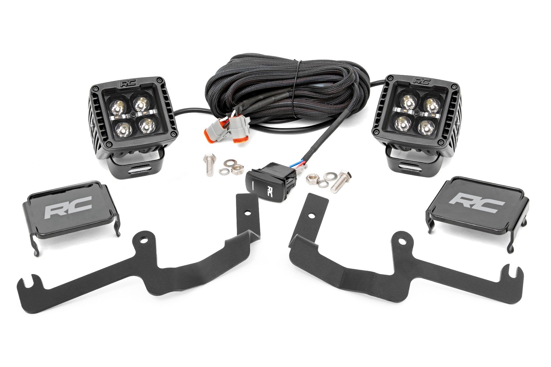 LED Light Kit | Ditch Mount | 2″ Black Pair | White DRL | Chevy Silverado 1500 (19-26)