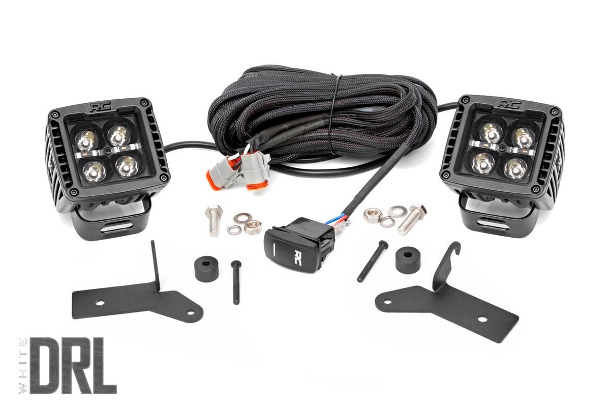 LED Light Kit | Hinge Mount | 2″ Black Pair | White DRL | Jeep Gladiator JT/Wrangler JL (18-26)