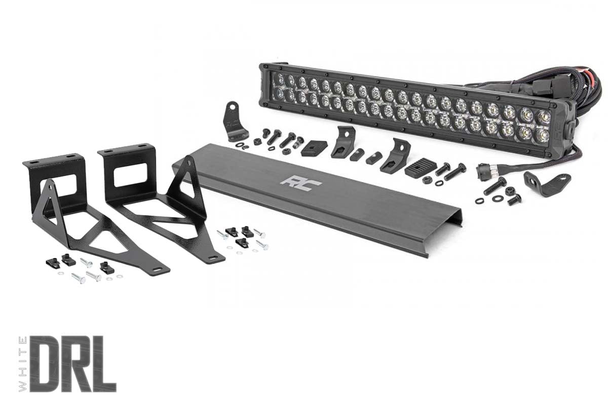 LED Light Kit | Bumper Mount | 20″ Black Dual Row | White DRL | Ford F-250/F-350 Super Duty (05-07)