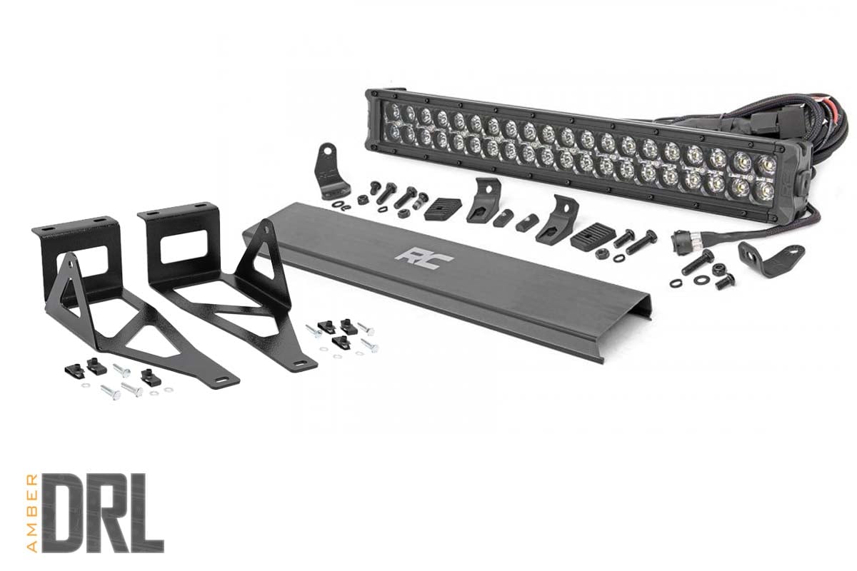 LED Light Kit | Bumper Mount | 20″ Black Dual Row | Amber DRL | Ford F-250/F-350 Super Duty (05-07)