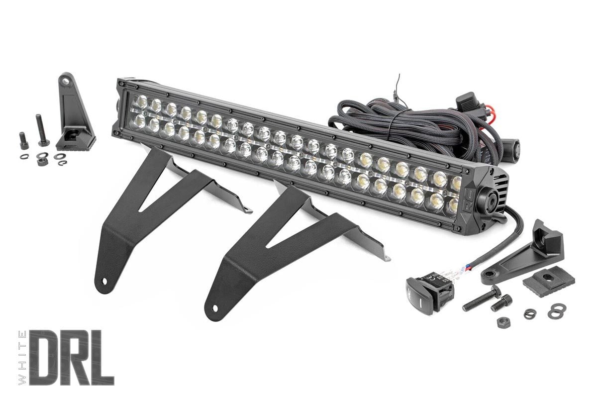 LED Light Kit | Bumper Mount | 20″ Black Dual Row | White DRL | Ram 1500 (19-24)