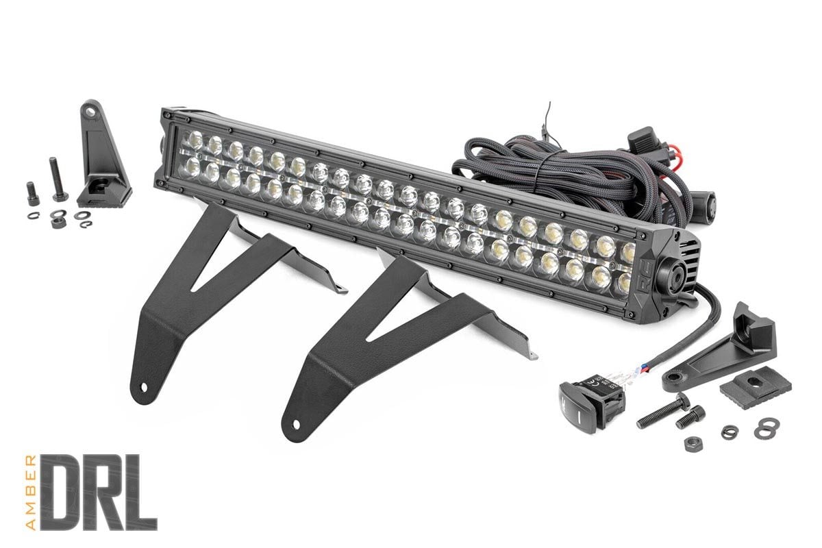 LED Light Kit | Bumper Mount | 20″ Black Dual Row| Amber DRL | Ram 1500 (19-24)