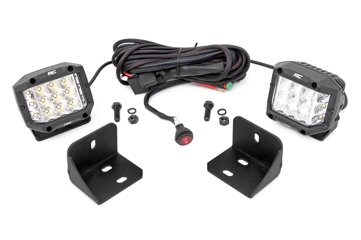 LED Light | Rear Cab Mount | 3″ Chrome Pair | Wide Angle | Can-Am Defender HD 5/HD 8/HD 9/HD 10