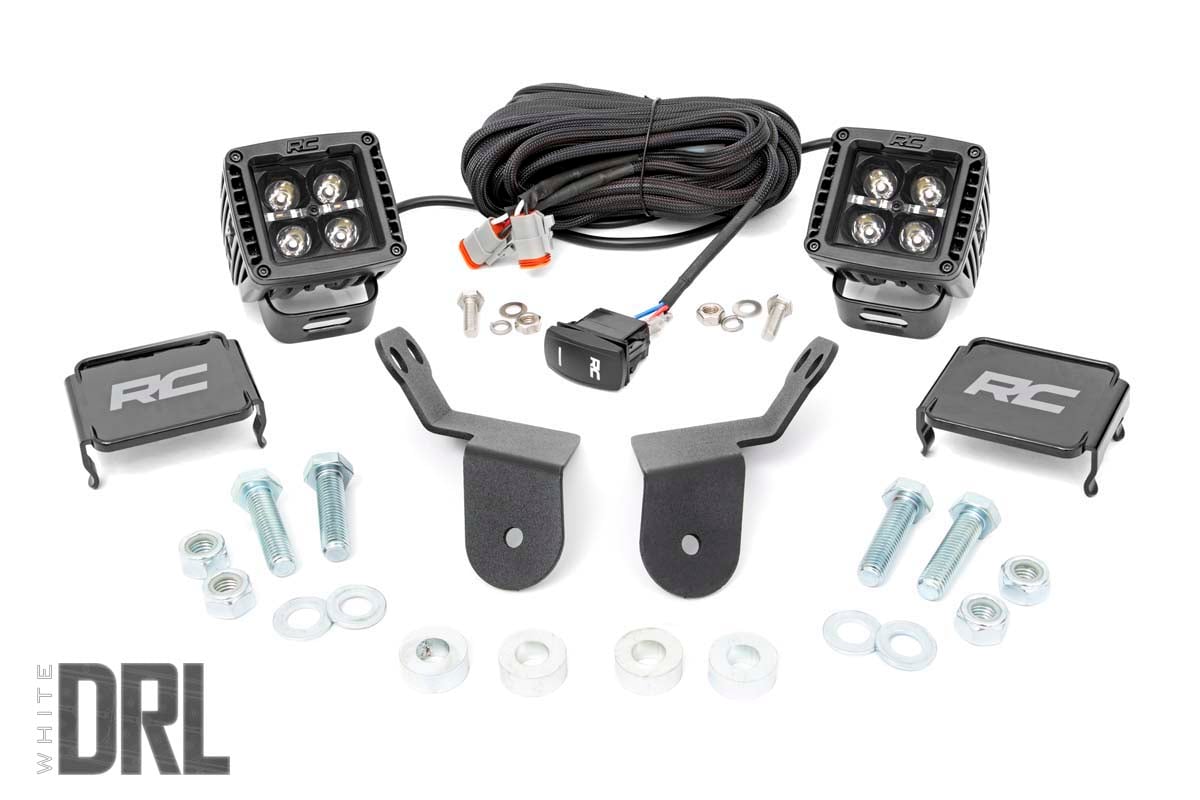 LED Light Kit | Cage Mount | 2″ Black Pair | White DRL | Honda Pioneer 1000/Pioneer 1000-6