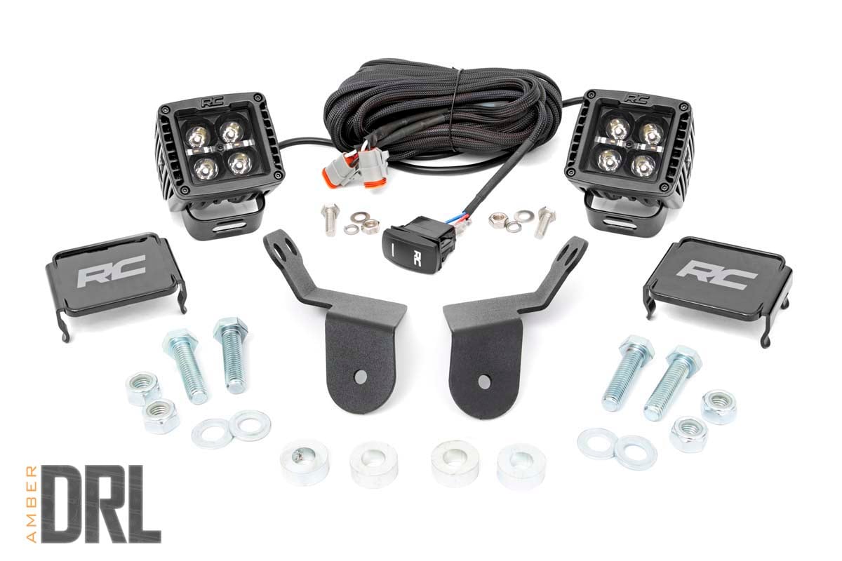 LED Light Kit | Cage Mount | 2″ Black Pair | Amber DRL | Honda Pioneer 1000/Pioneer 1000-6
