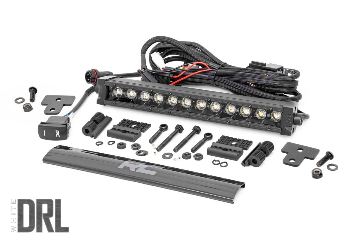 LED Light | Bumper Mount | 12″ Black Single Row | White DRL | Can-Am Defender HD 8/HD 9/HD 10