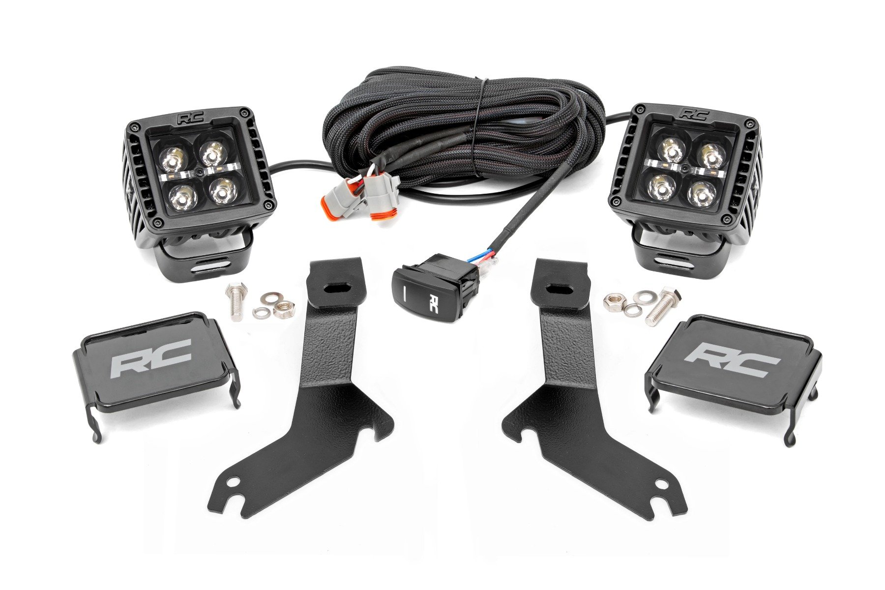 LED Light Kit | Ditch Mount | 2″ Black Pair | White DRL | Chevy Silverado 1500 (99-06)