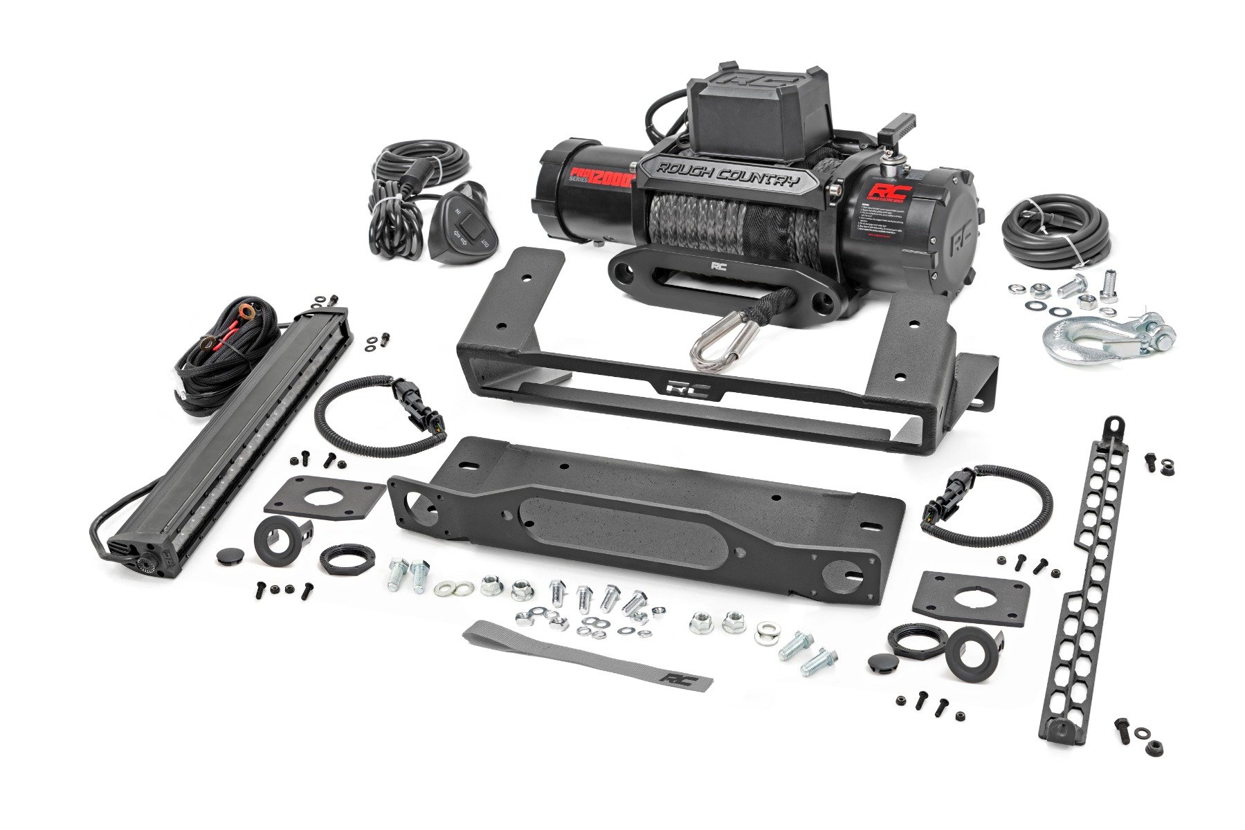 High Winch Mount | All Models | 12000S | 20 Inch Black Single Row LED | Ford Bronco (21-26)