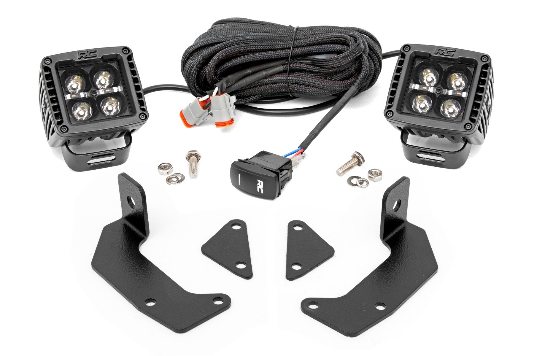 LED Light Kit | Cage Mount | 2″ Black Pair | White DRL | CFMOTO UFORCE 1000