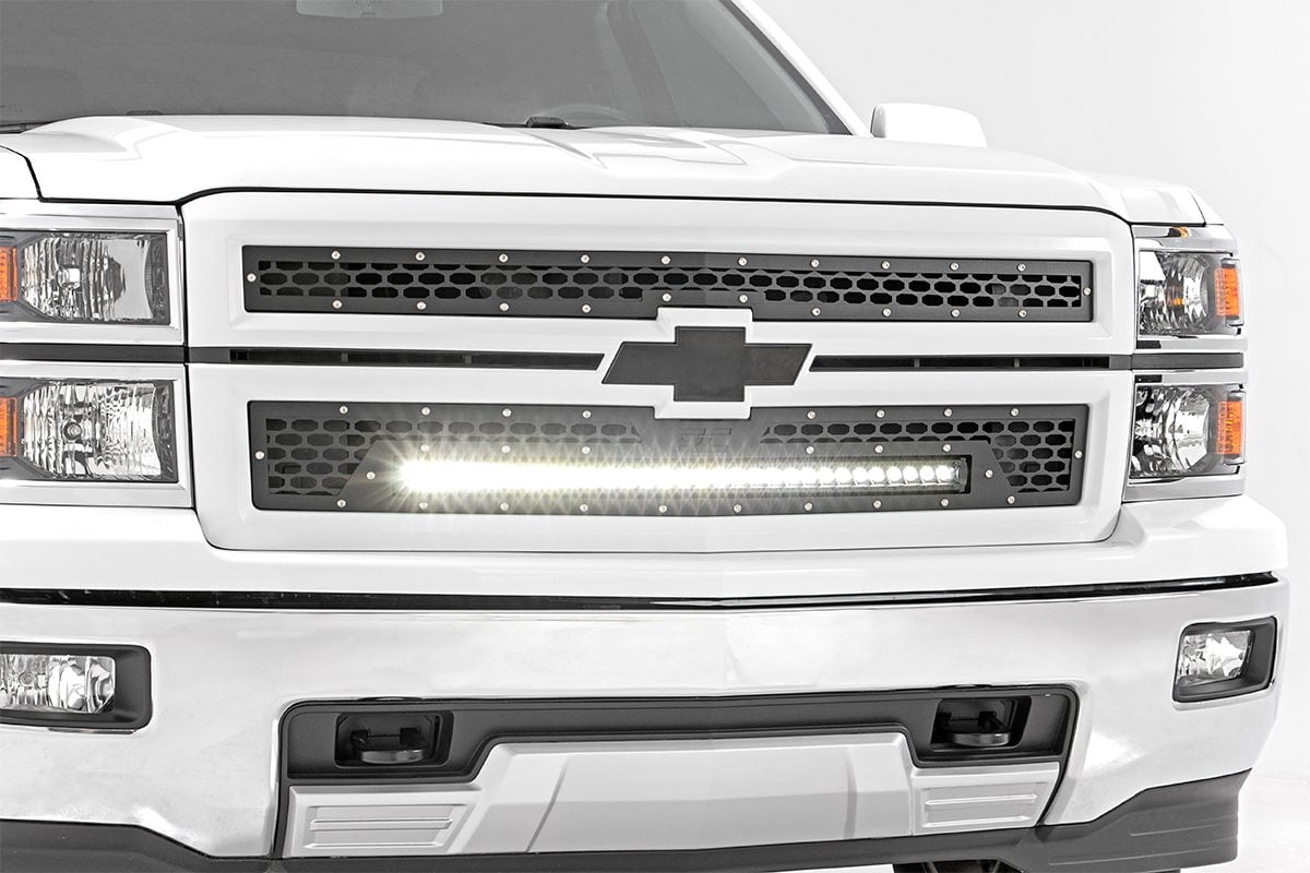 Mesh Grille | 30″ Single Row LED | Black | Chevy Silverado 1500 (14-15)