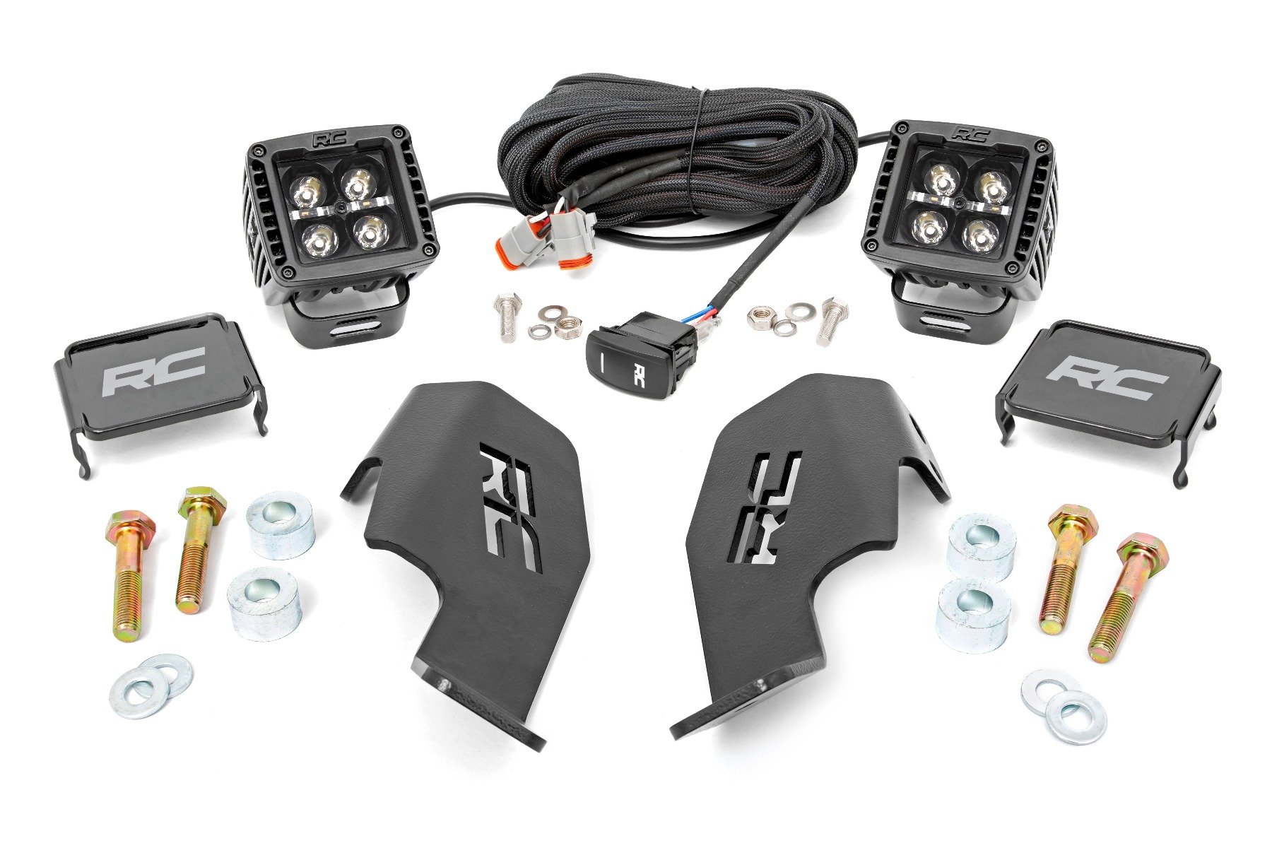 LED Light Kit | Cage Mount | 2″ Black Pair | White DRL | Honda Talon 1000