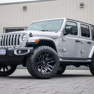 2020 Jeep Wrangler Unlimited Sahara with a 2.5" Rough Country lift kit, 22x12 Fuel Blitz wheels, and 35" Fury Country Hunter R/T tires.