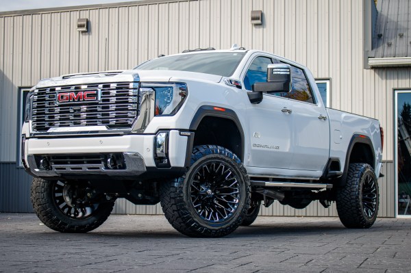 2025 GMC Sierra 2500 Denali with a 5" BDS lift kit, 22x12 Fuel Strike wheels, and 37" Nitto Ridge Grappler tires.