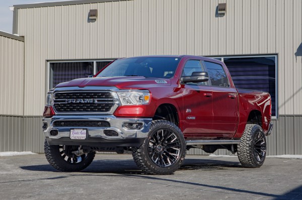 2022 Ram 1500 Big Horn with a 6" Rough Country lift kit, 22x12 Fuel Rebar wheels, and 35" Fury Country Hunter R/T tires.